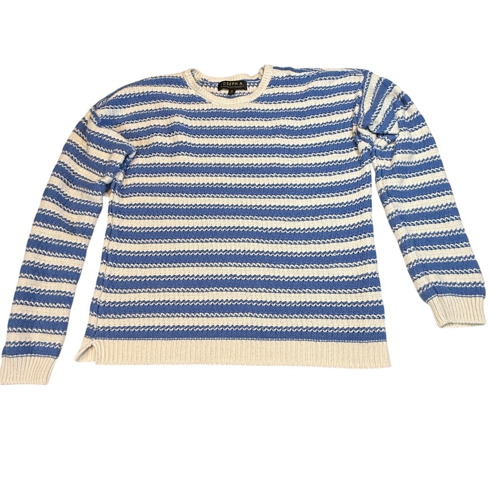 Joseph A Striped‎ Textured Sweater Blue White Knit Pullover Women's Small